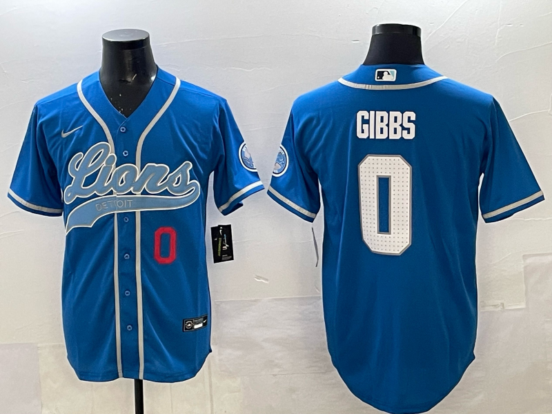Men Detroit Lions #0 Gibbs blue NFL Nike 2025 jersey 032